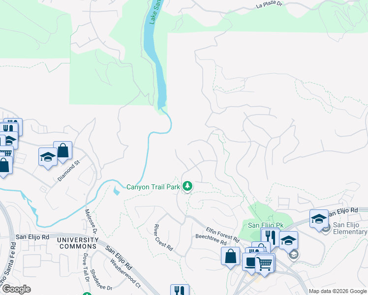 map of restaurants, bars, coffee shops, grocery stores, and more near 1595 Glencrest Drive in San Marcos