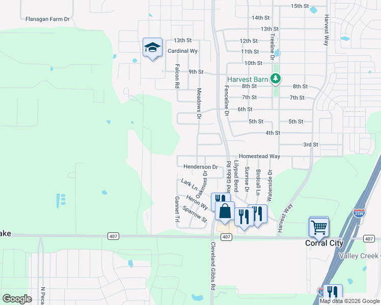 map of restaurants, bars, coffee shops, grocery stores, and more near 1908 Homestead Way in Northlake