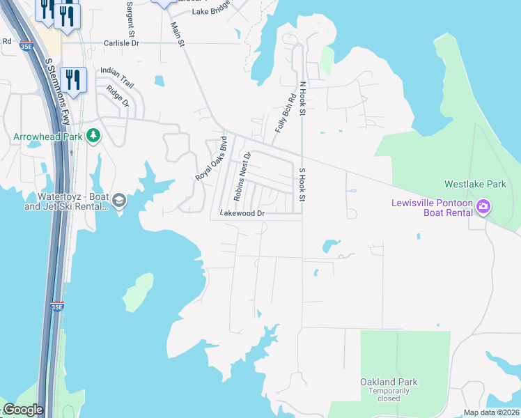 map of restaurants, bars, coffee shops, grocery stores, and more near 69 Lakewood Drive in Hickory Creek