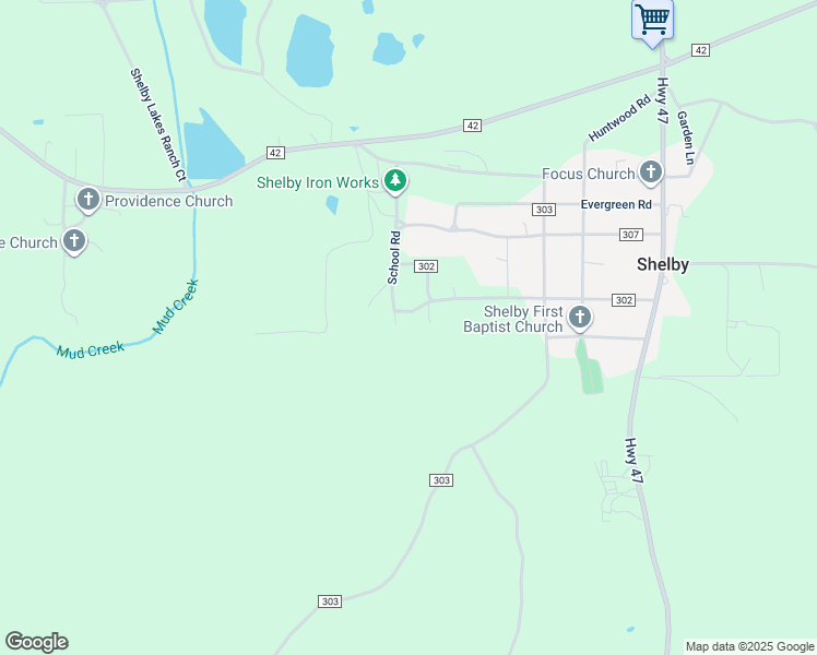 map of restaurants, bars, coffee shops, grocery stores, and more near 11 School Road in Shelby