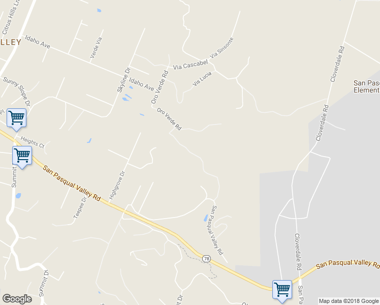 map of restaurants, bars, coffee shops, grocery stores, and more near 2179 Royal View Diamond in Escondido