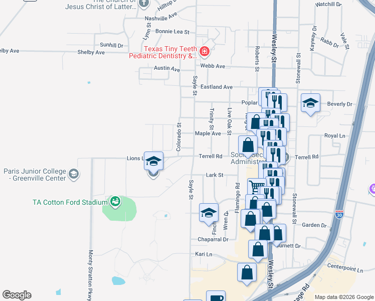 map of restaurants, bars, coffee shops, grocery stores, and more near 3303 Star Street in Greenville