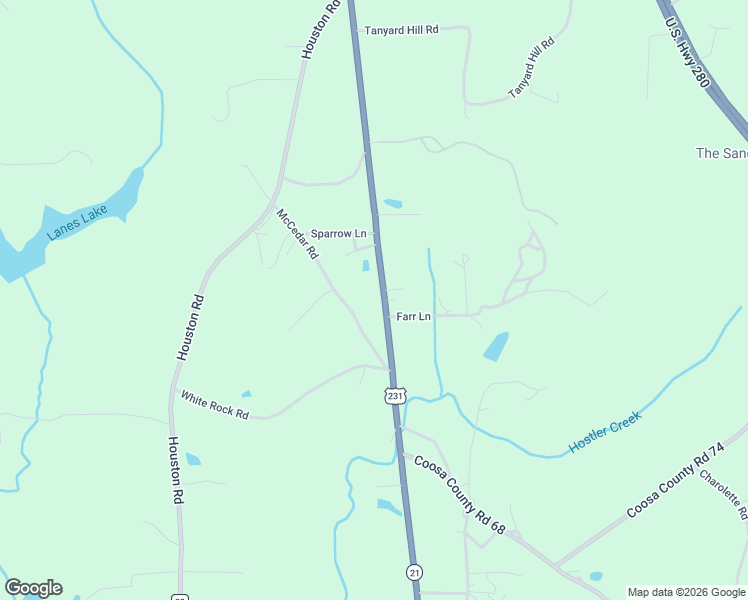 map of restaurants, bars, coffee shops, grocery stores, and more near 6825 Alabama 21 in Sylacauga