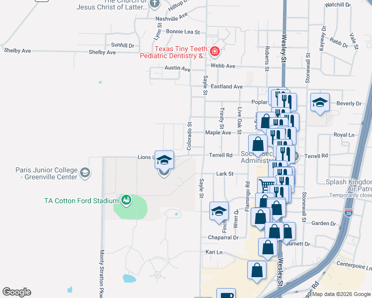 map of restaurants, bars, coffee shops, grocery stores, and more near 3401 Star Street in Greenville