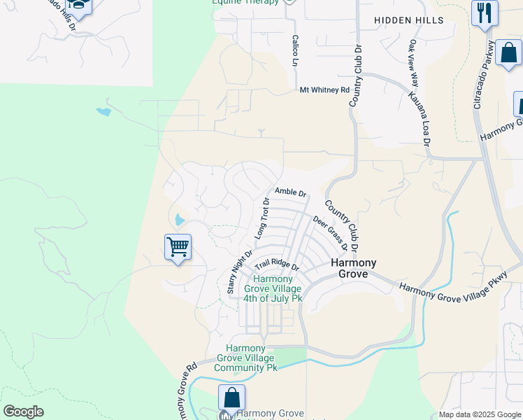 map of restaurants, bars, coffee shops, grocery stores, and more near 21678 Long Trot Drive in Escondido