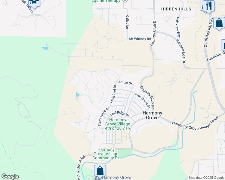 map of restaurants, bars, coffee shops, grocery stores, and more near 21678 Long Trot Drive in Escondido