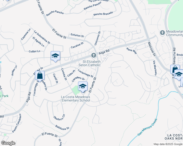 map of restaurants, bars, coffee shops, grocery stores, and more near 2982 Luciernaga Street in Carlsbad
