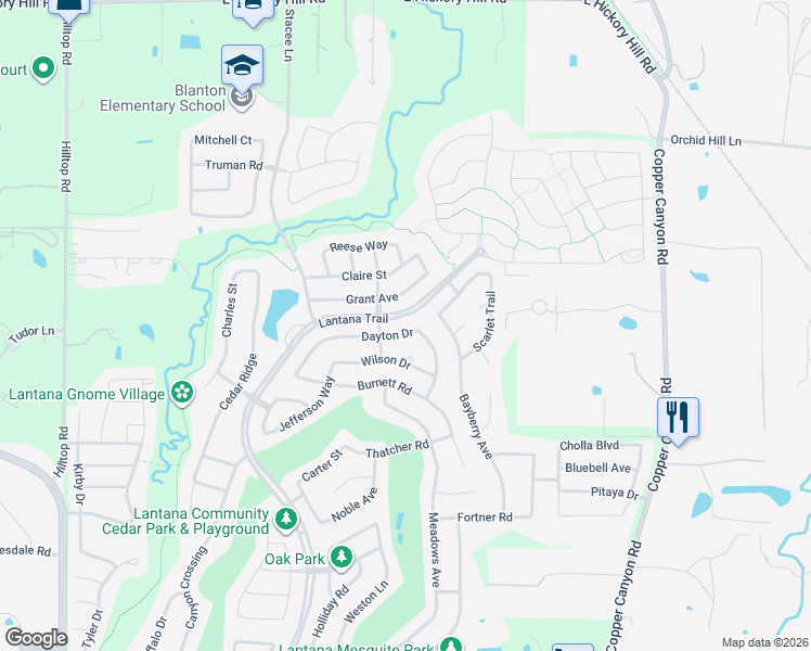 map of restaurants, bars, coffee shops, grocery stores, and more near 1225 Dayton Drive in Argyle
