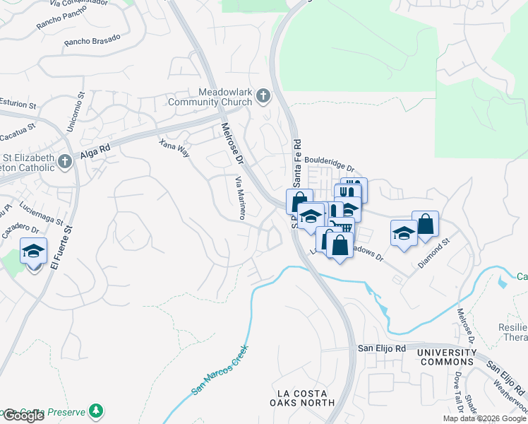 map of restaurants, bars, coffee shops, grocery stores, and more near 6864 Via Verano in Carlsbad