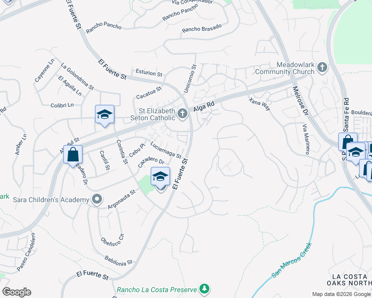 map of restaurants, bars, coffee shops, grocery stores, and more near 6786 Via Casa Del Sol in Carlsbad
