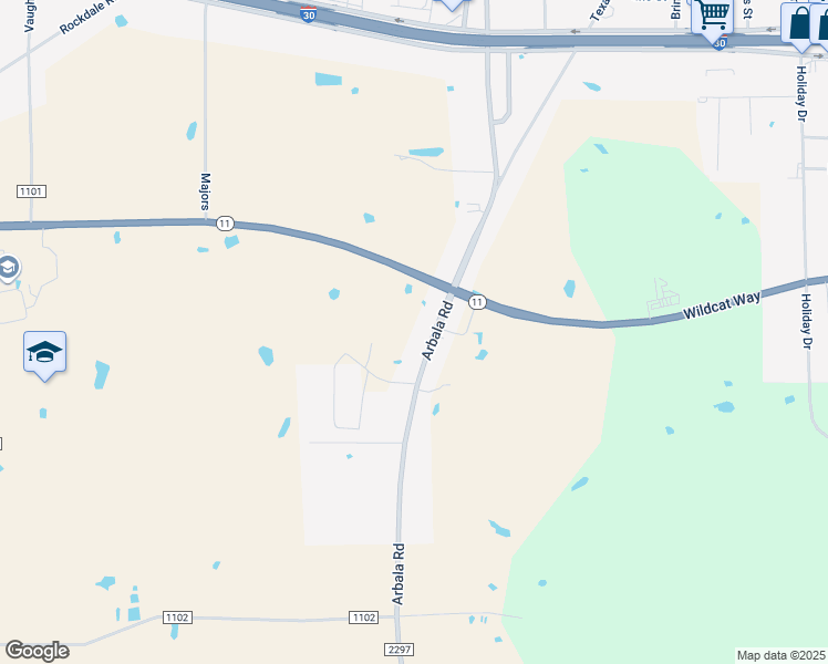 map of restaurants, bars, coffee shops, grocery stores, and more near 1701 Arbala Road in Sulphur Springs