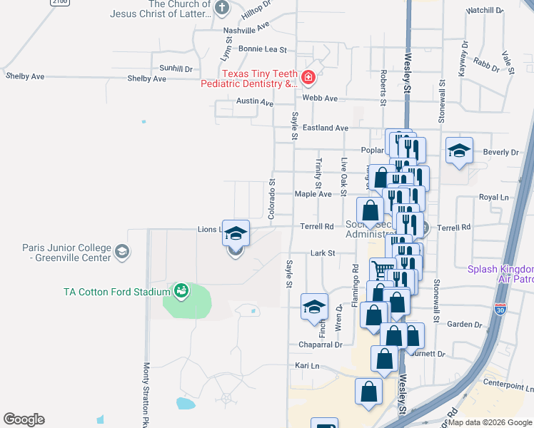 map of restaurants, bars, coffee shops, grocery stores, and more near 3401 Star Street in Greenville