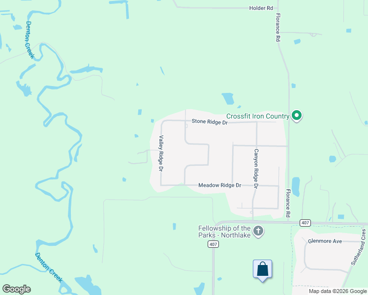 map of restaurants, bars, coffee shops, grocery stores, and more near 7700 Willow Ridge Drive in Northlake