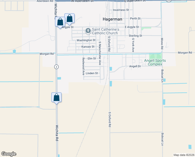 map of restaurants, bars, coffee shops, grocery stores, and more near South Manchester Avenue in Hagerman