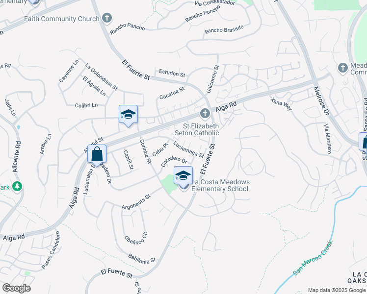 map of restaurants, bars, coffee shops, grocery stores, and more near 2931 Luciernaga Street in Carlsbad