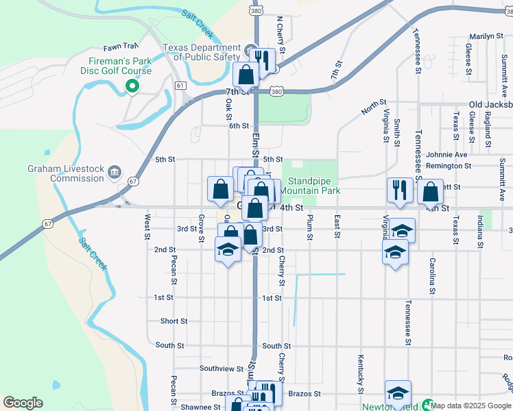 map of restaurants, bars, coffee shops, grocery stores, and more near in Graham