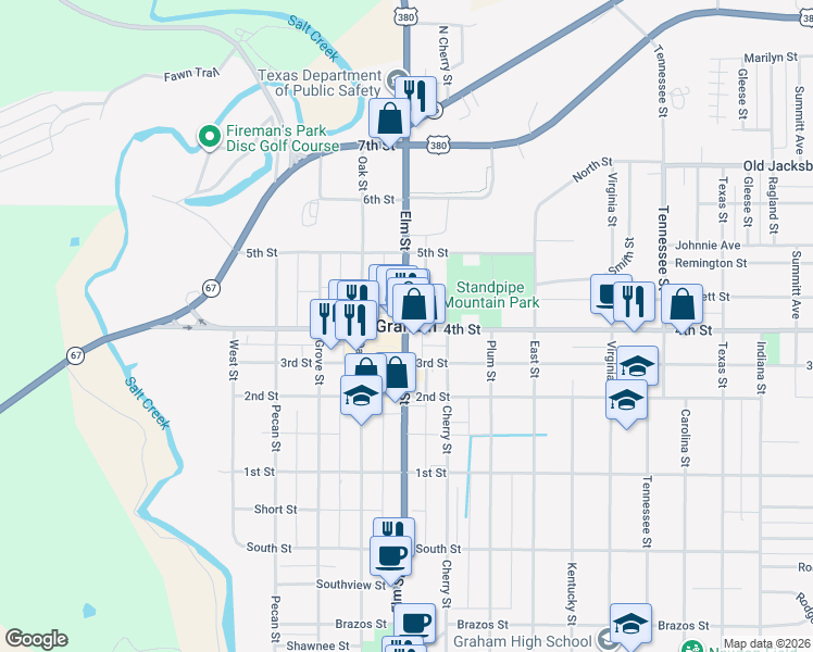 map of restaurants, bars, coffee shops, grocery stores, and more near in Graham