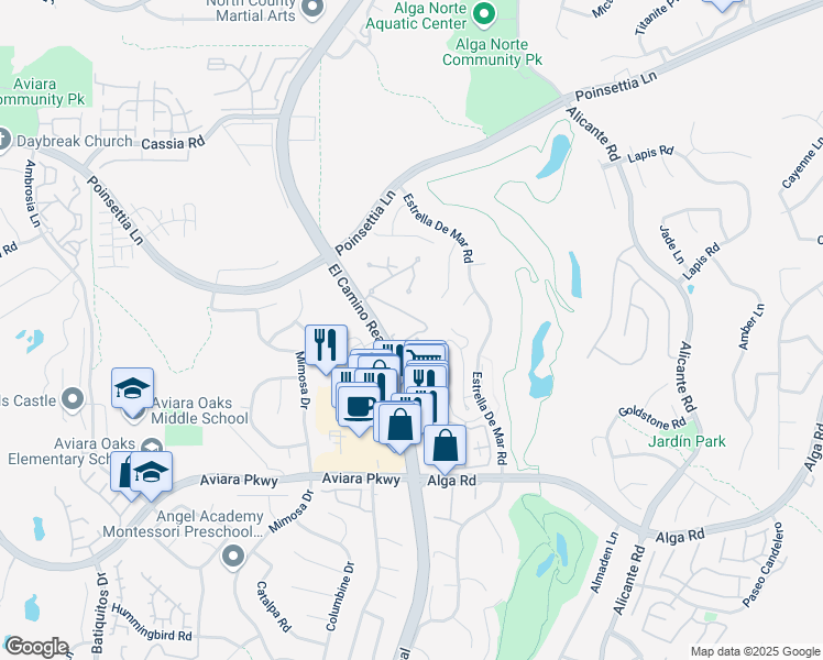 map of restaurants, bars, coffee shops, grocery stores, and more near 6919 Quail Place in Carlsbad