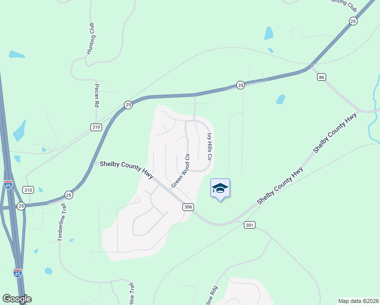 map of restaurants, bars, coffee shops, grocery stores, and more near 145 Green Wood Circle in Calera