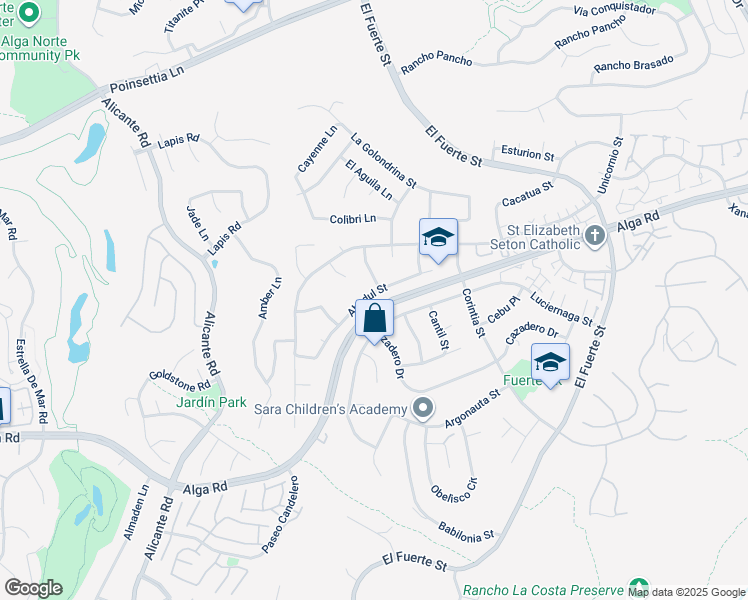 map of restaurants, bars, coffee shops, grocery stores, and more near 2615 Abedul Street in Carlsbad