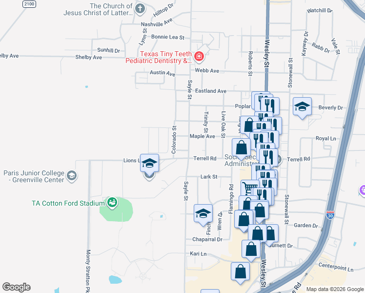 map of restaurants, bars, coffee shops, grocery stores, and more near 3303 Star Street in Greenville