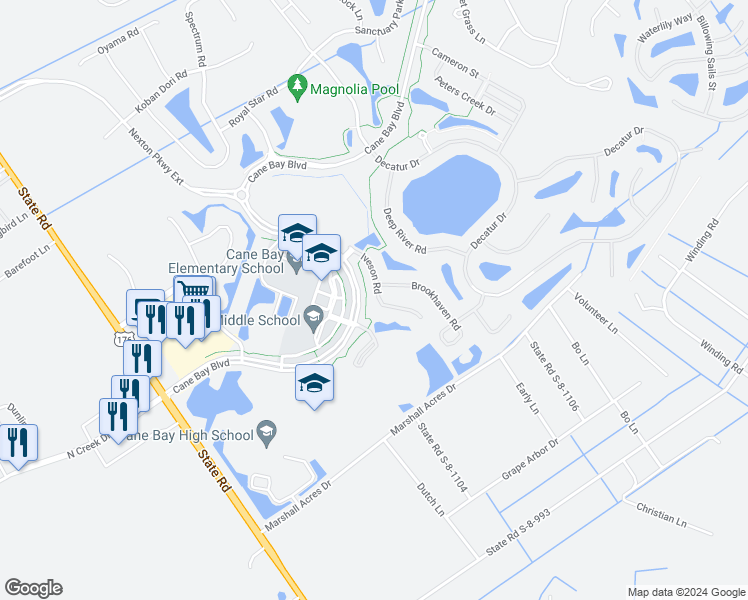 map of restaurants, bars, coffee shops, grocery stores, and more near 329 Iveson Road in Summerville