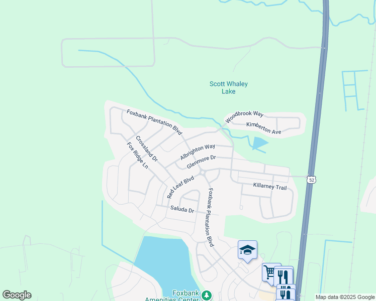map of restaurants, bars, coffee shops, grocery stores, and more near 340 Albrighton Way in Moncks Corner