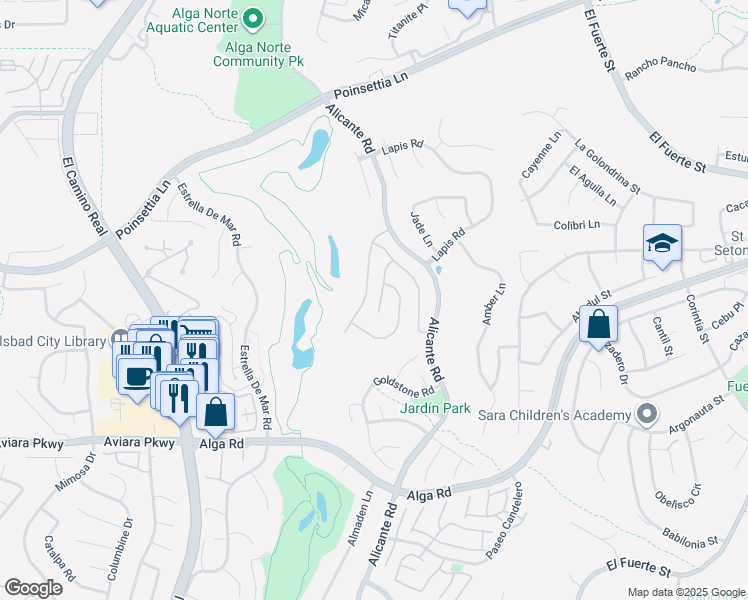 map of restaurants, bars, coffee shops, grocery stores, and more near 6839 Helenite Place in Carlsbad