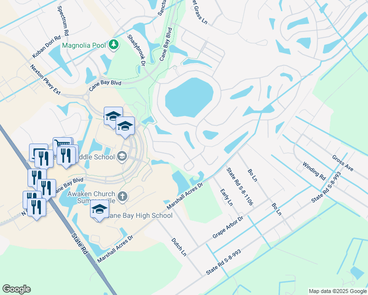map of restaurants, bars, coffee shops, grocery stores, and more near 136 Brookhaven Road in Summerville