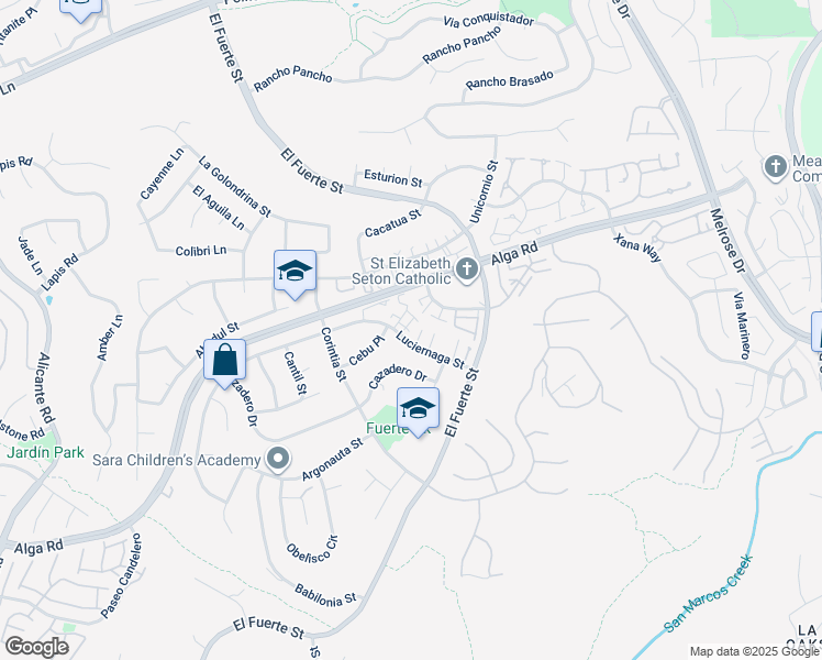 map of restaurants, bars, coffee shops, grocery stores, and more near 2910 Luciernaga Street in Carlsbad