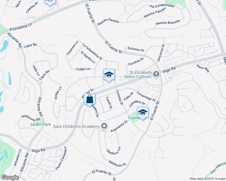 map of restaurants, bars, coffee shops, grocery stores, and more near 2732 Luciernaga Street in Carlsbad
