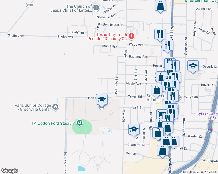 map of restaurants, bars, coffee shops, grocery stores, and more near 3407 Mitchell Street in Greenville