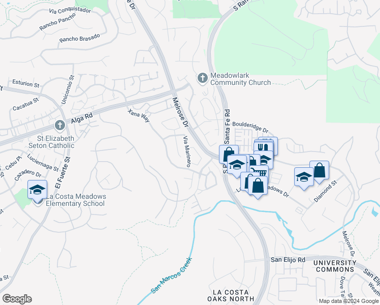 map of restaurants, bars, coffee shops, grocery stores, and more near 6826 Via Marinero in Carlsbad
