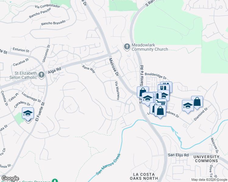map of restaurants, bars, coffee shops, grocery stores, and more near 6828 Caminito Sueno in Carlsbad
