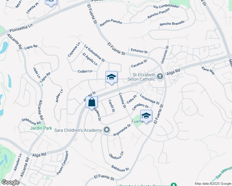 map of restaurants, bars, coffee shops, grocery stores, and more near 2732 Luciernaga Street in Carlsbad