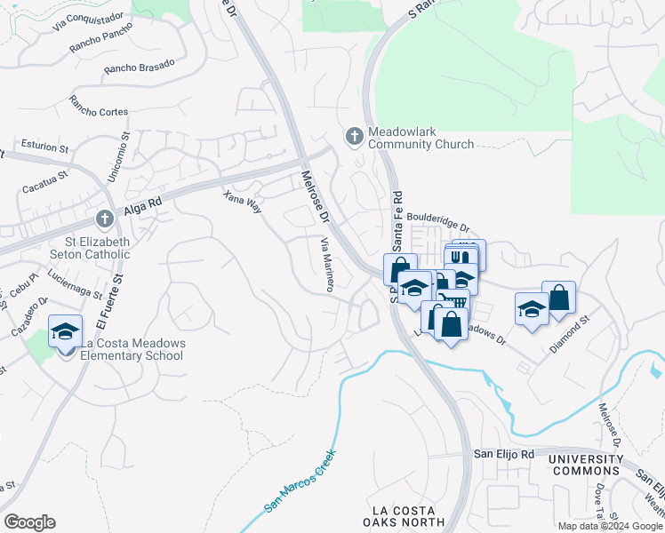 map of restaurants, bars, coffee shops, grocery stores, and more near 6826 Via Marinero in Carlsbad
