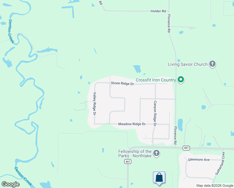 map of restaurants, bars, coffee shops, grocery stores, and more near 7935 Stone Ridge Drive in Justin
