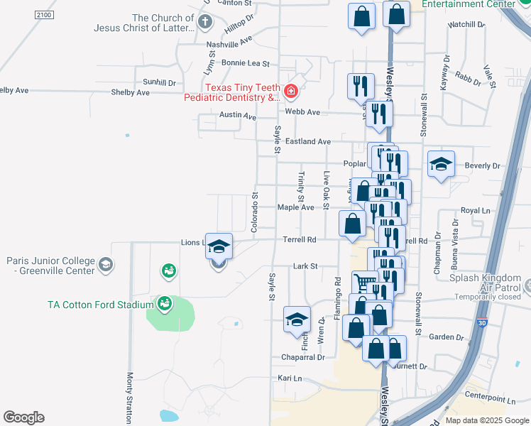 map of restaurants, bars, coffee shops, grocery stores, and more near 3307 Maple Avenue in Greenville