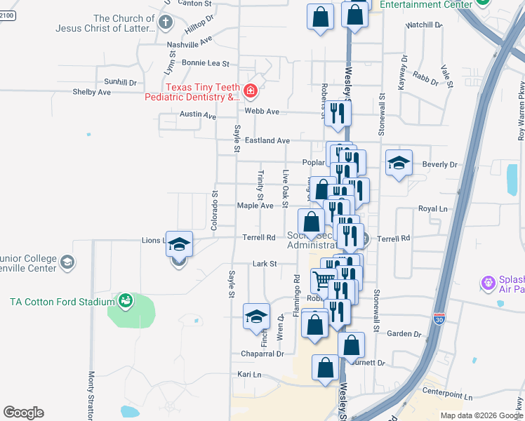 map of restaurants, bars, coffee shops, grocery stores, and more near 3104 Maple Avenue in Greenville