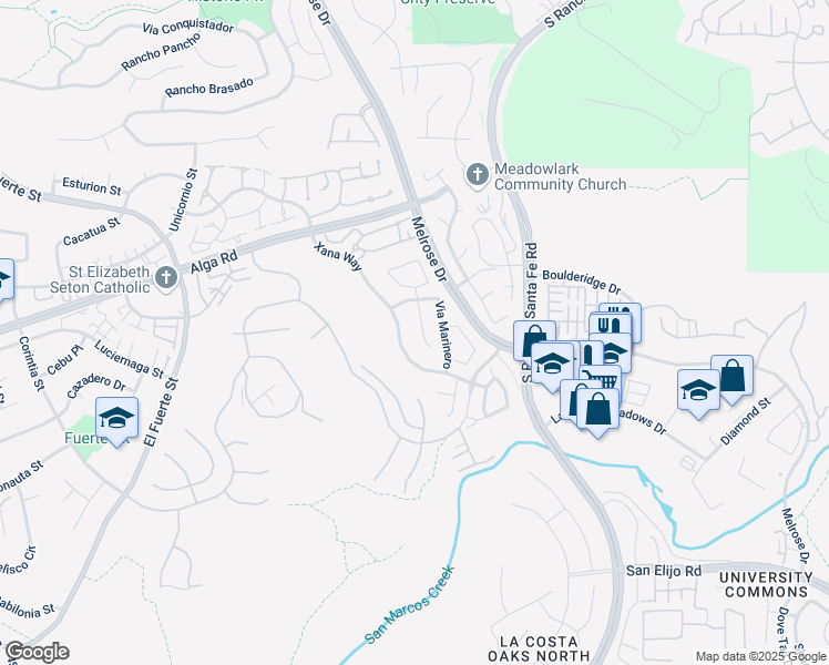 map of restaurants, bars, coffee shops, grocery stores, and more near 6818 Caminito Sueno in Carlsbad