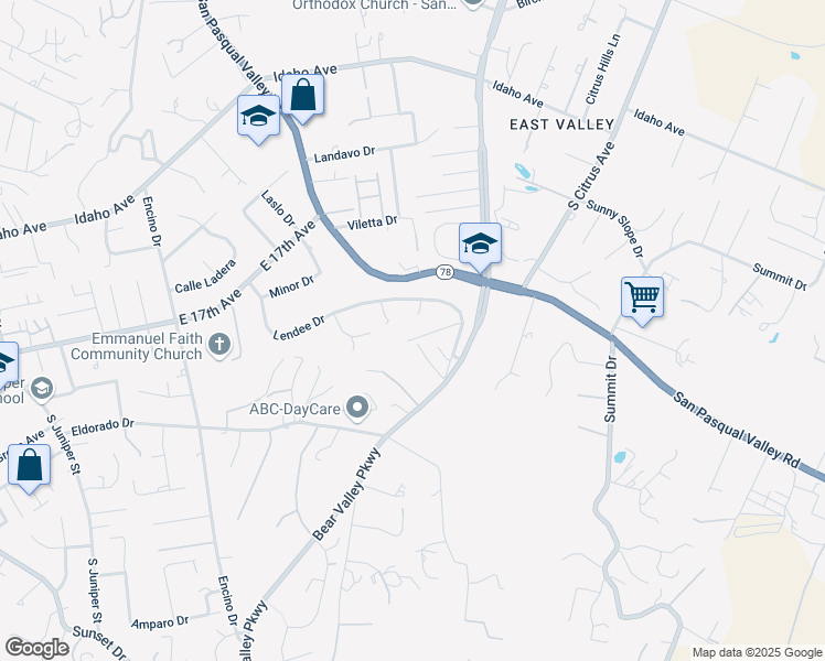 map of restaurants, bars, coffee shops, grocery stores, and more near 922 Scandia Court in Escondido