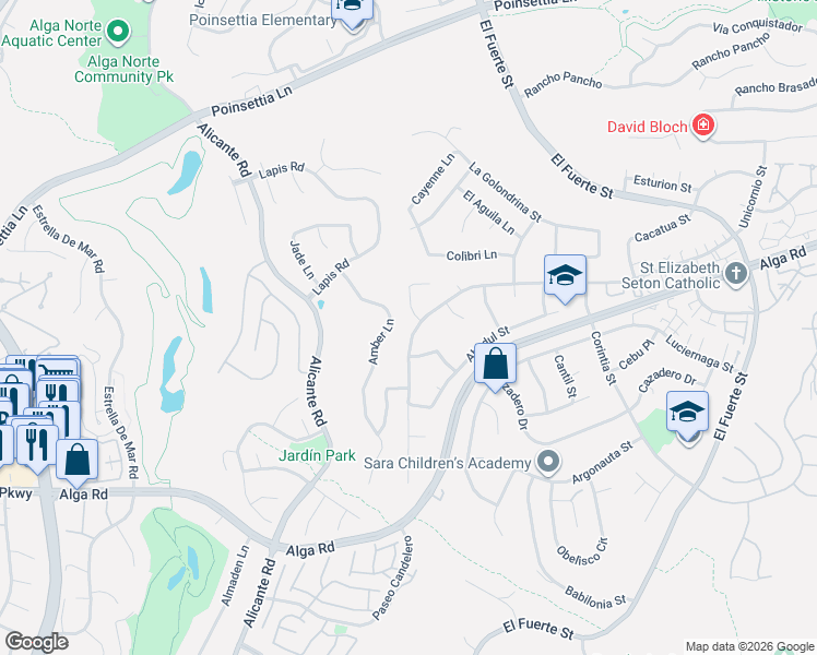 map of restaurants, bars, coffee shops, grocery stores, and more near 2518 Unicornio Street in Carlsbad