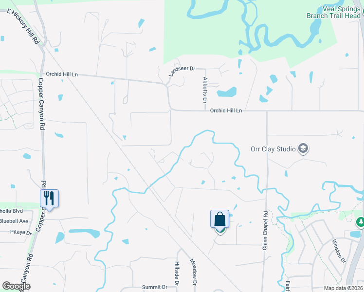 map of restaurants, bars, coffee shops, grocery stores, and more near 760 Knoll Road in Lewisville