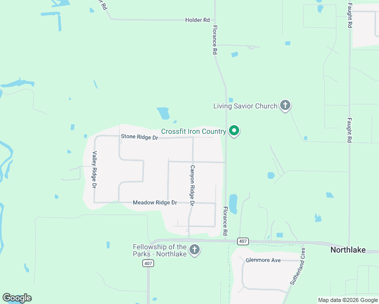 map of restaurants, bars, coffee shops, grocery stores, and more near 7710 Canyon Ridge Road in Northlake