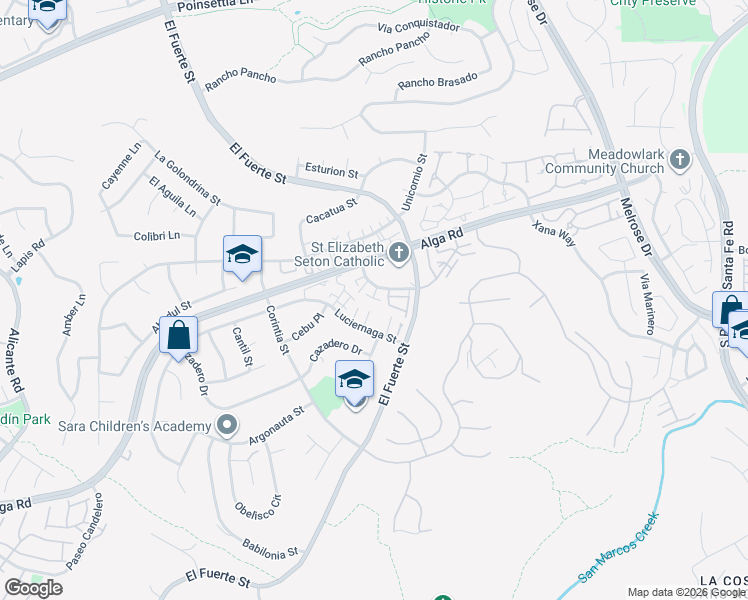map of restaurants, bars, coffee shops, grocery stores, and more near 6629 Santa Isabel Street in Carlsbad