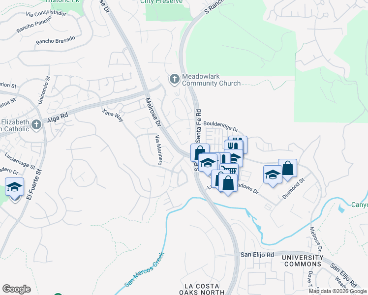 map of restaurants, bars, coffee shops, grocery stores, and more near 3501 Corte Ramon in Carlsbad