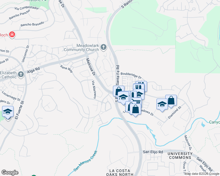 map of restaurants, bars, coffee shops, grocery stores, and more near 3505 Corte Ramon in Carlsbad