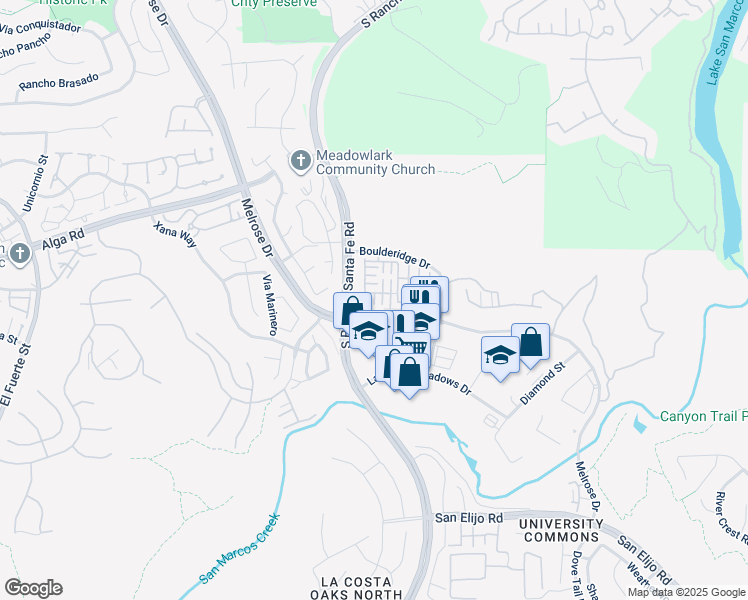 map of restaurants, bars, coffee shops, grocery stores, and more near 2321 Sentinel Lane in San Marcos