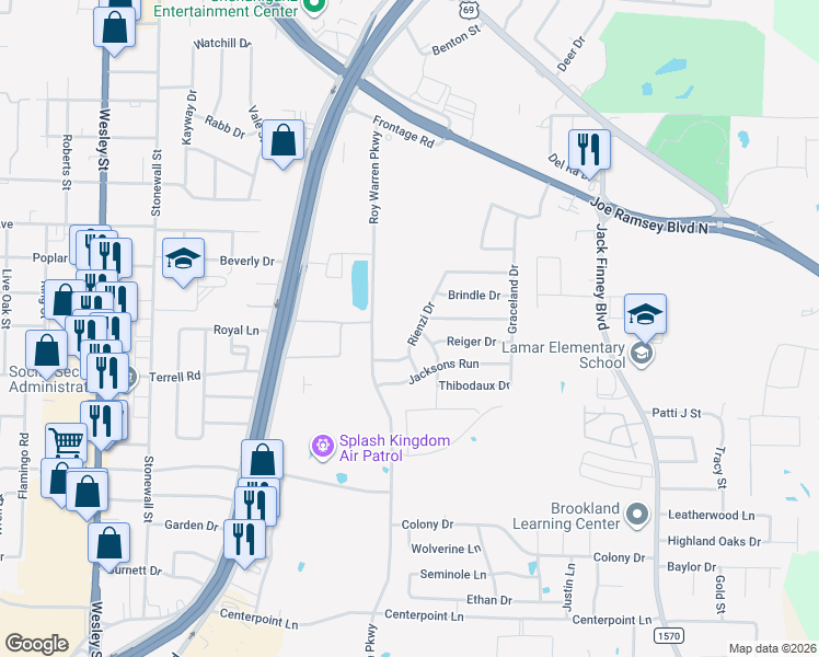 map of restaurants, bars, coffee shops, grocery stores, and more near 6502 Rienzi Drive in Greenville