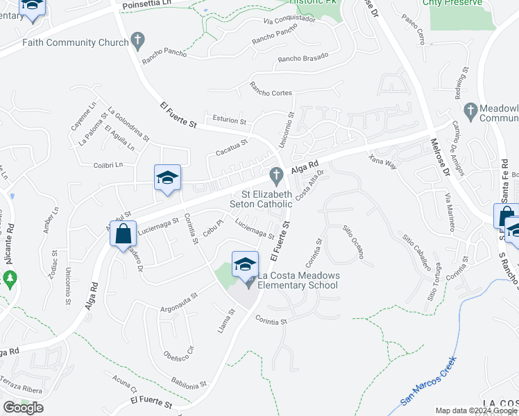 map of restaurants, bars, coffee shops, grocery stores, and more near 6627 Santa Isabel Street in Carlsbad